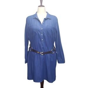 Old Navy Chambray Shirt Dress XXL Long Sleeve Button Front